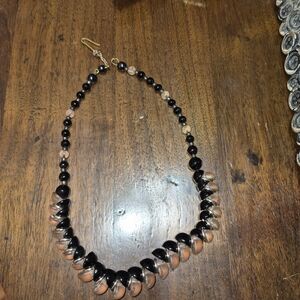 Vintage Black and Peach Bead Statement Necklace - Women Jewelry